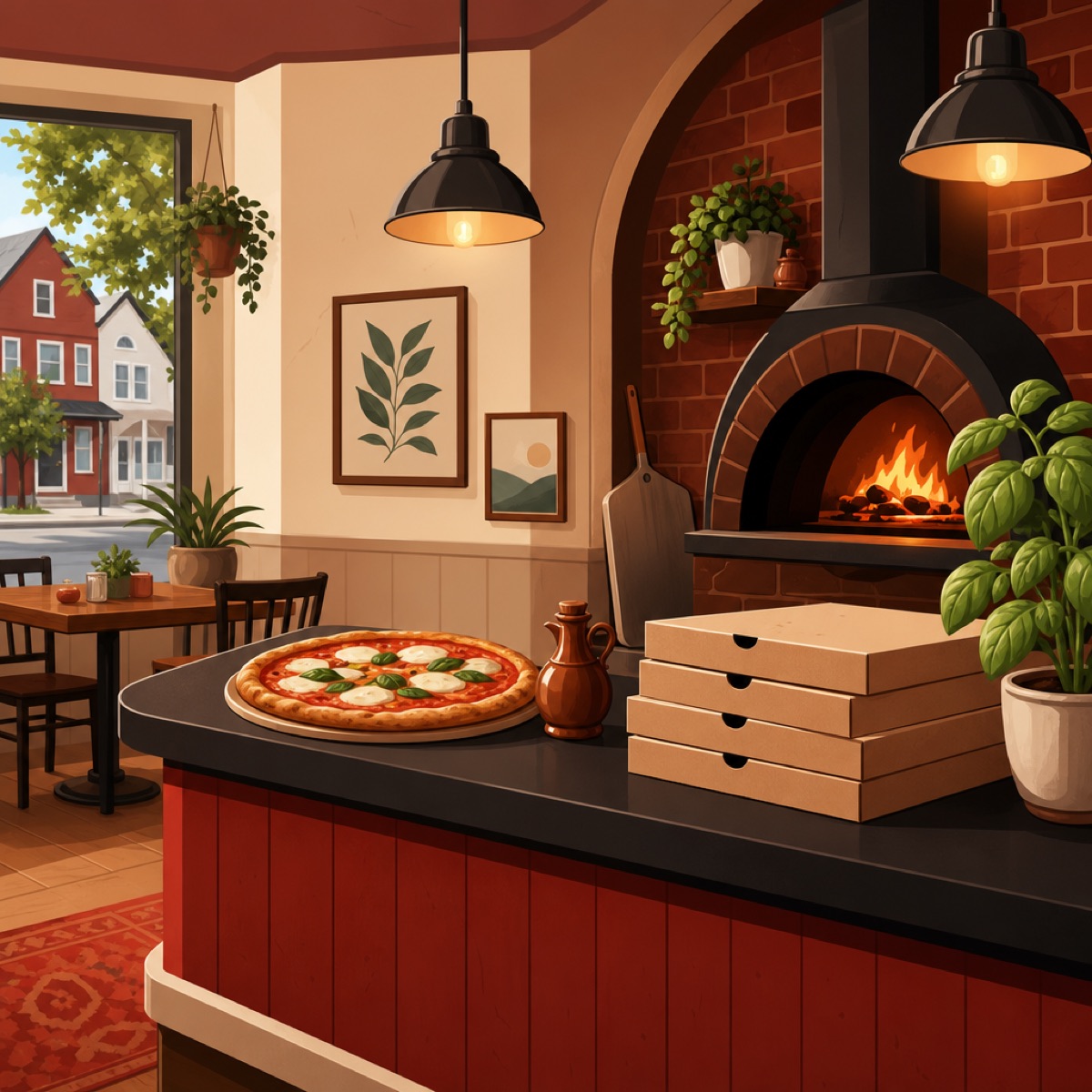 Cozy interior of Bucko's Pizzeria